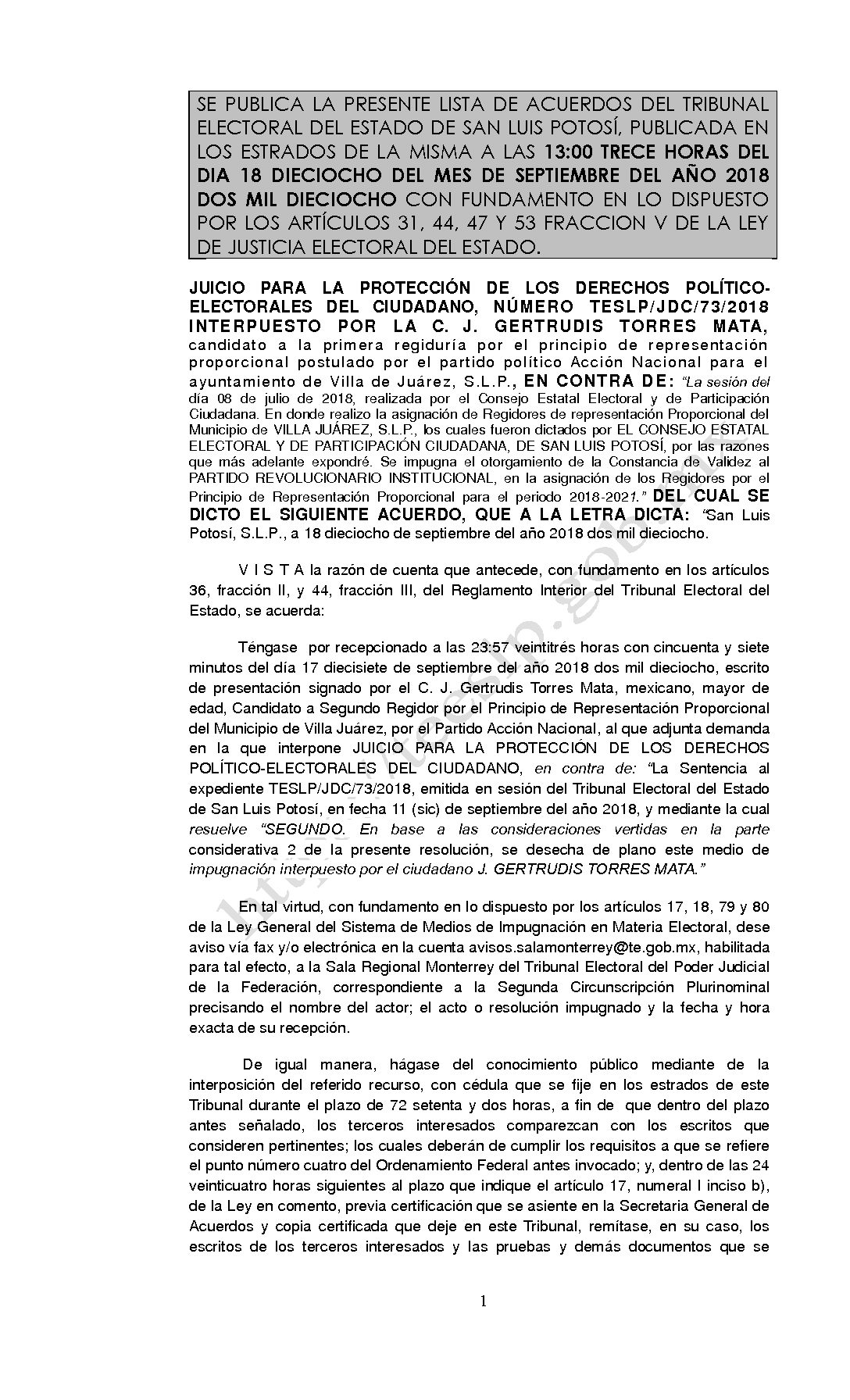 LISTA TESLP-JDC-73-2018 18-SEPTIEMBRE-2018 13-00 hrs