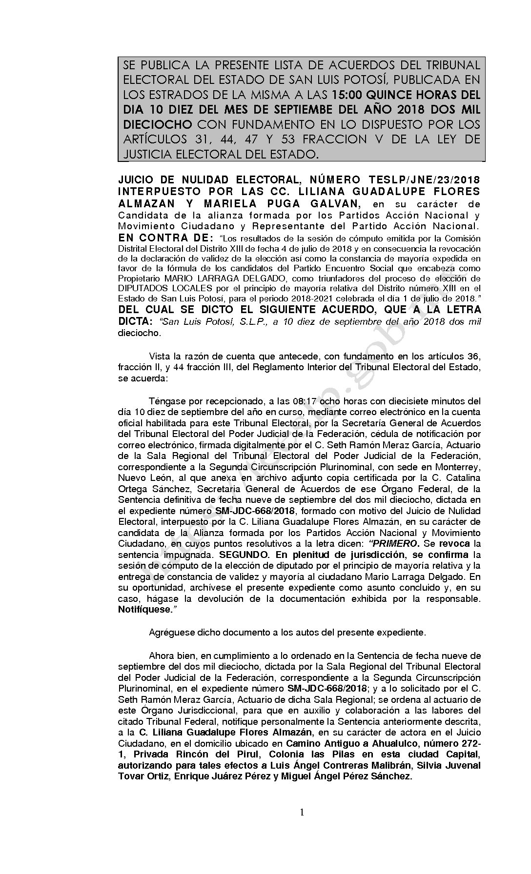 LISTA TESLP-JNE-23-2018 10-SEPTIEMBRE-2018 15-00 hrs