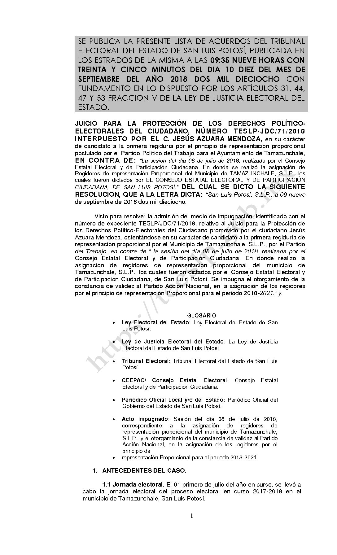 RESOLUCION LISTA TESLP-JDC-71-2018 10-SEPTIEMBRE-2018 09-35 hrs