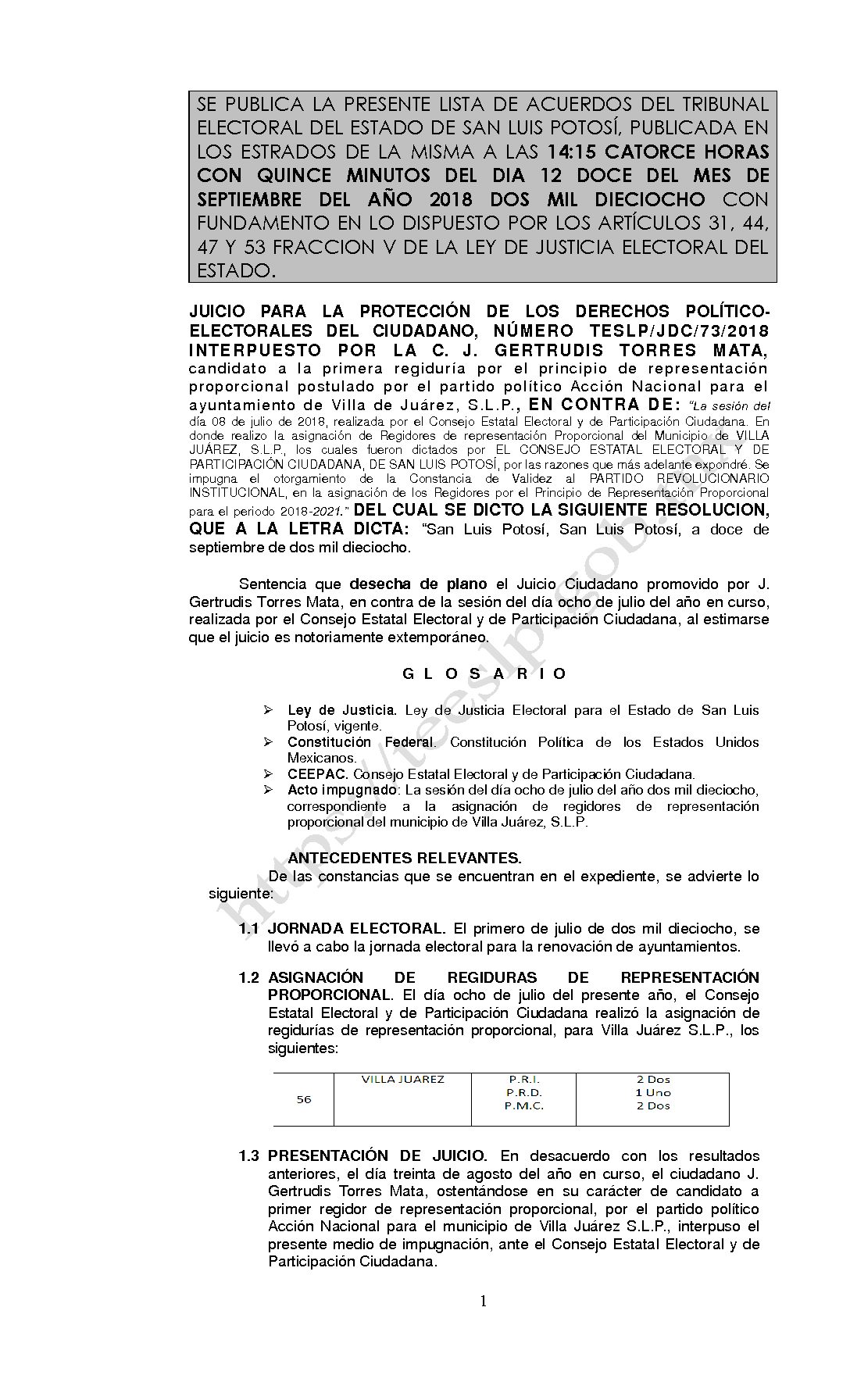 RESOLUCION LISTA TESLP-JDC-73-2018 12-SEPTIEMBRE-2018 14-15 hrs