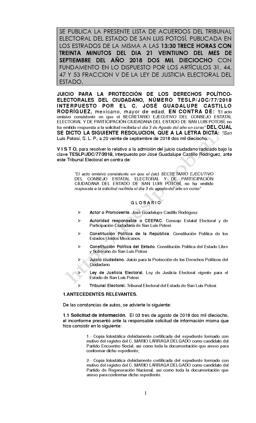 RESOLUCION LISTA TESLP-JDC-77-2018 21-SEPTIEMBRE-2018 13-30 hrs