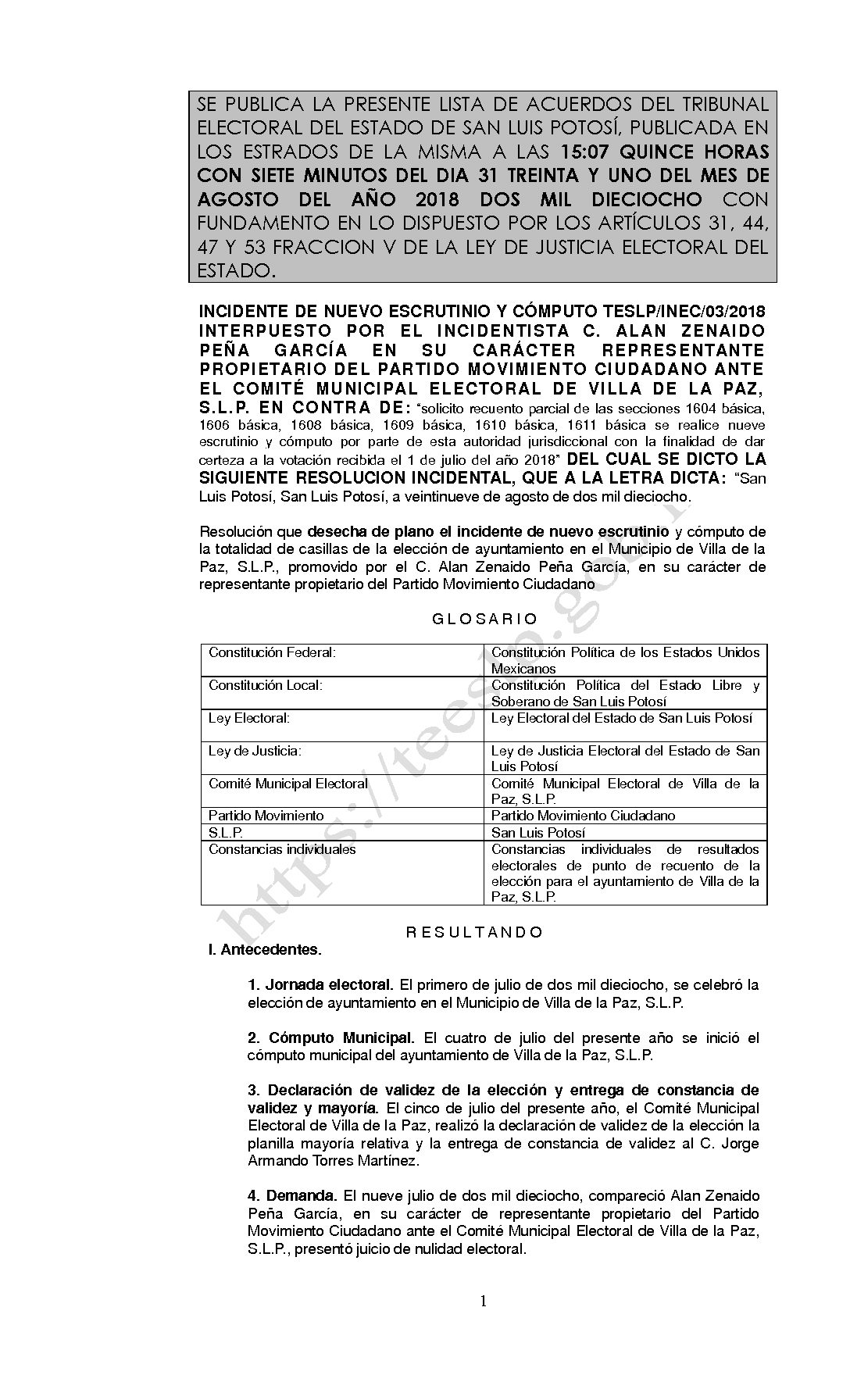 RESOLUCIÓN INCIDENTAL LISTA TESLP-INEC-03-2018 31-AGOSTO-2018 15-07 hrs