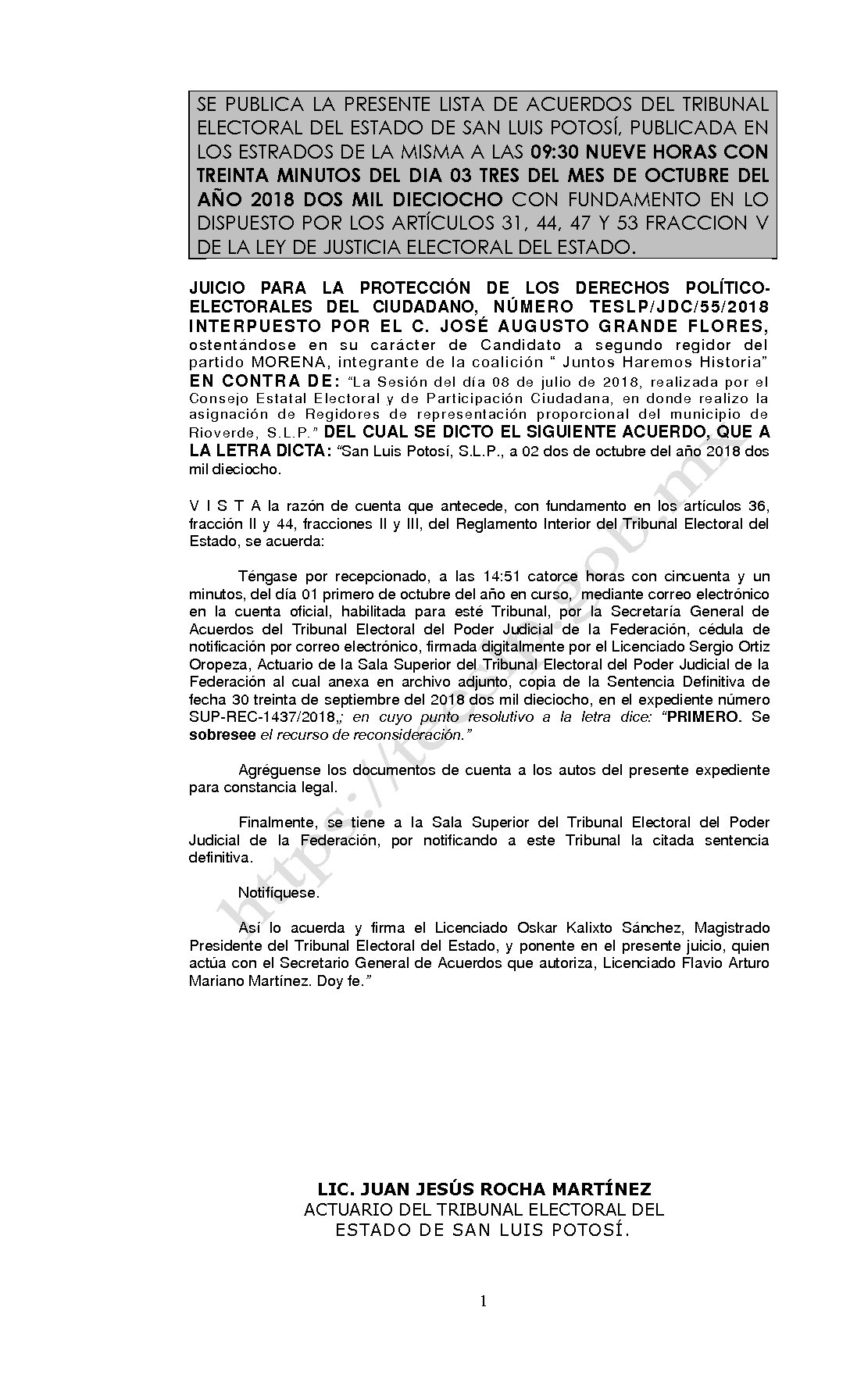 LISTA TESLP-JDC-55-2018 03-OCTUBRE-2018 09-30 hrs