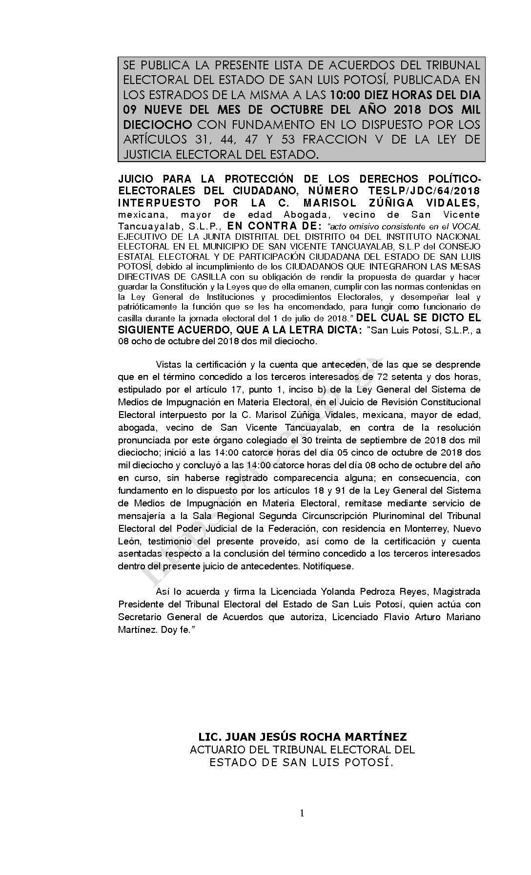 LISTA TESLP-JDC-64-2018 09-OCTUBRE-2018 10-00 hrs