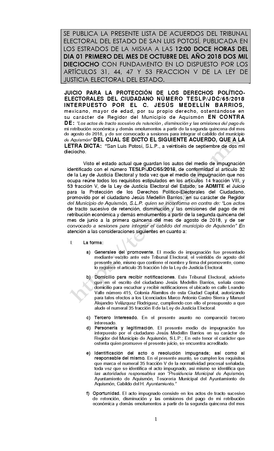 LISTA TESLP-JDC-65-2018 01-OCTUBRE-2018 12-00 hrs