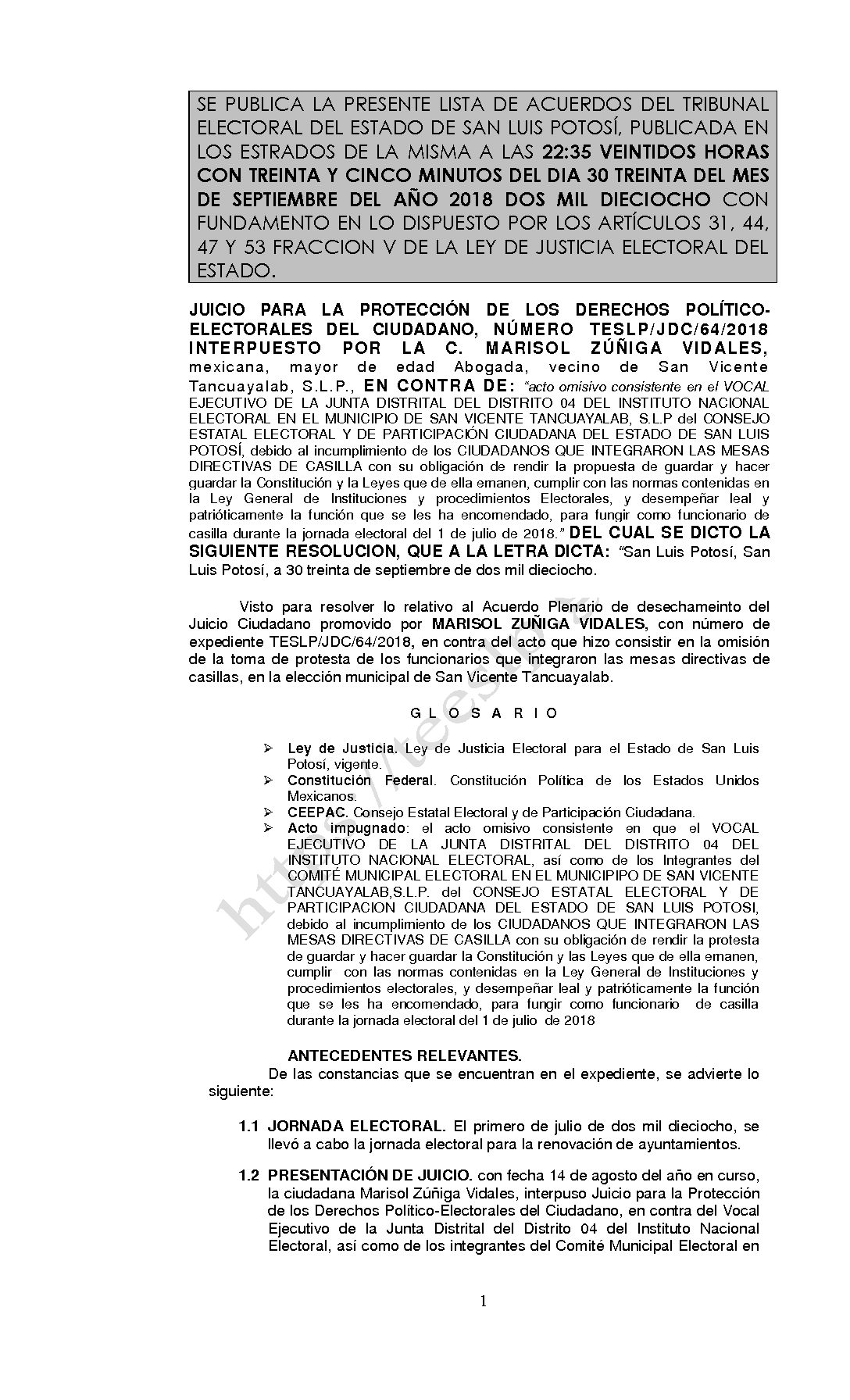 RESOLUCION LISTA TESLP-JDC-64-2018 30-SEPTIEMBRE-2018 22-35 hrs