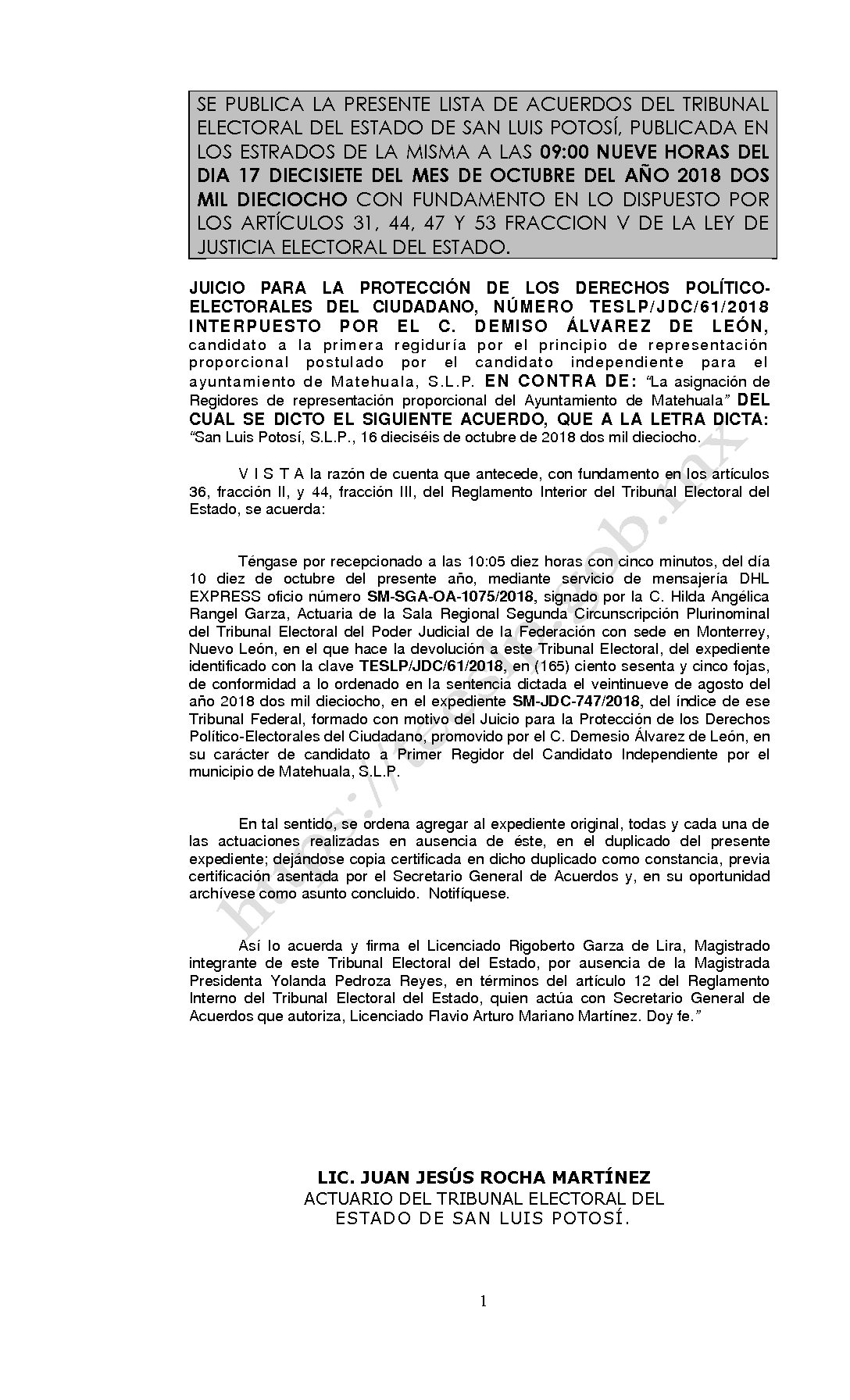 LISTA TESLP-JDC-61-2018 17-OCTUBRE-2018 09-00 hrs