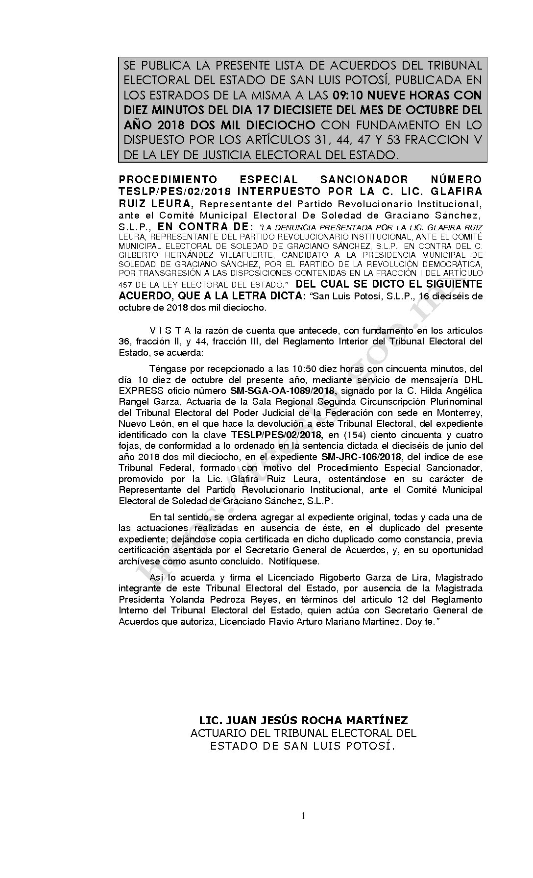 LISTA TESLP-PES-02-2018 17-OCTUBRE-2018 09-10 hrs