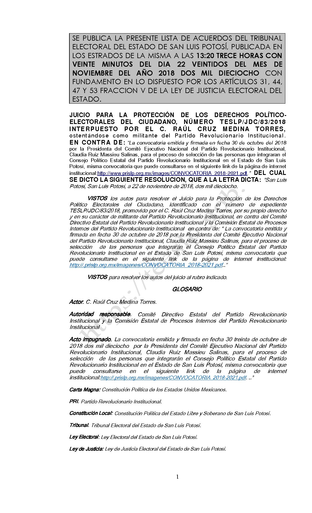 RESOLUCION LISTA TESLP-JDC-83-2018 22-NOVIEMBRE-2018