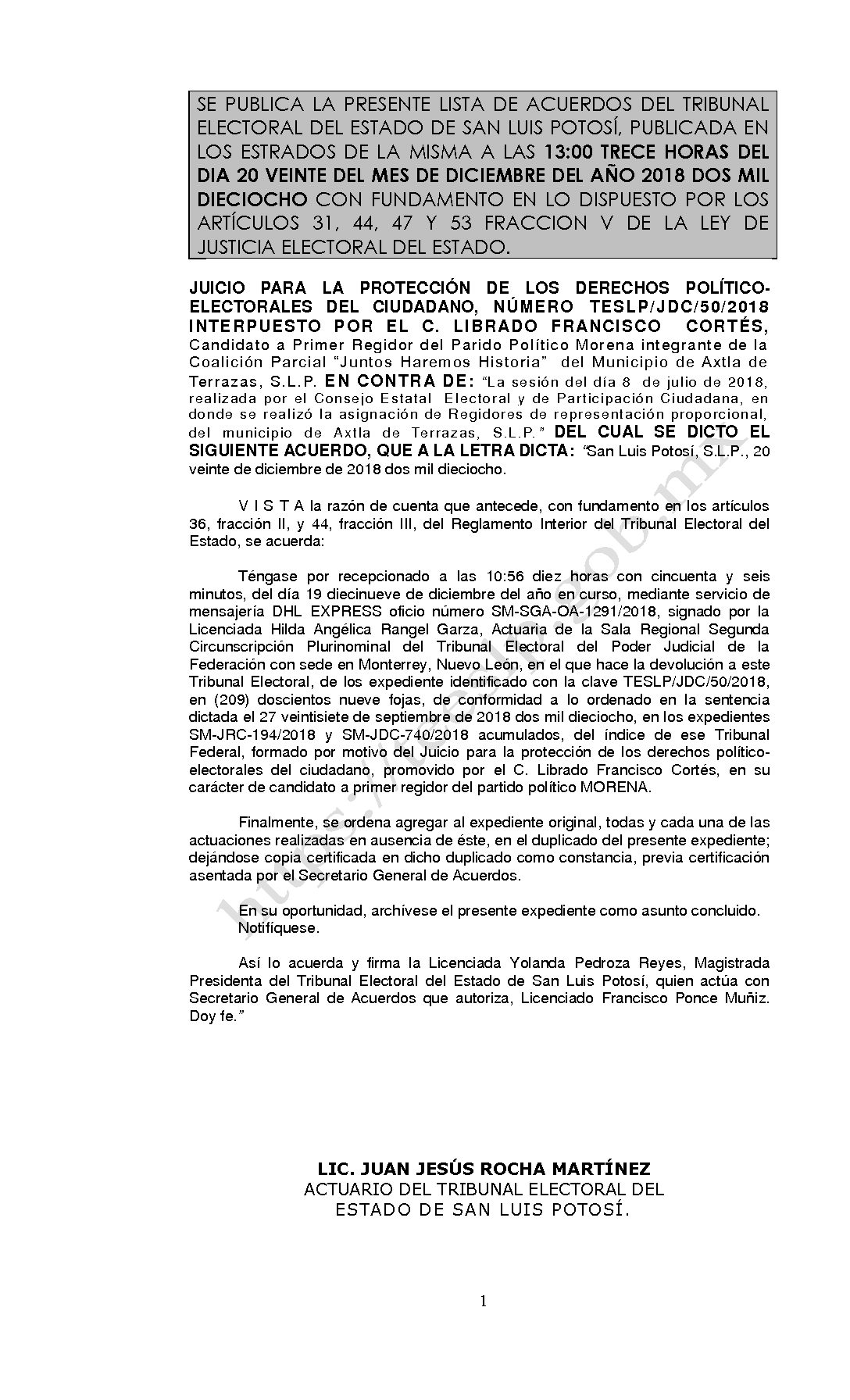 LISTA TESLP-JDC-50-2018 20-DICIEMBRE-2018 13-00 horas