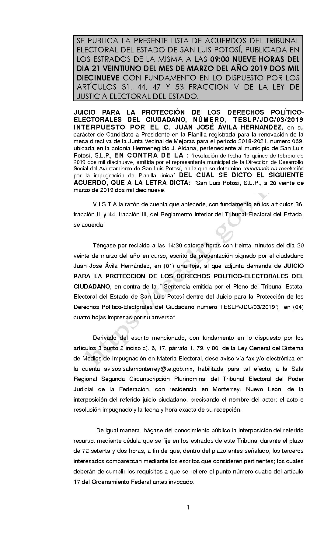 LISTA TESLP-JDC-03-2019 21-MARZO-2019 9-00 horas