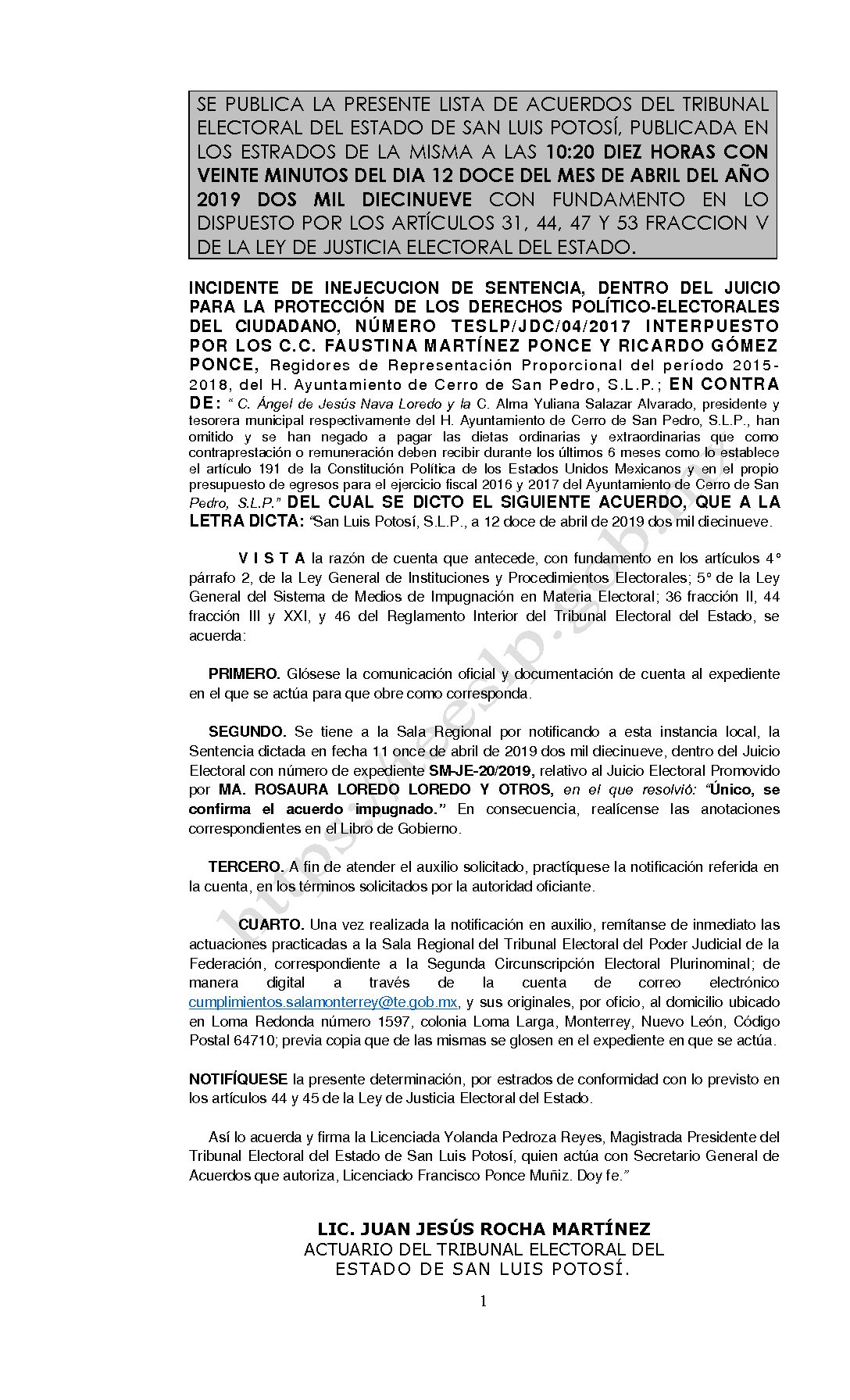 LISTA INCIDENTE - TESLP-JDC-04-2017 12-ABRIL-2019 10-20 horas