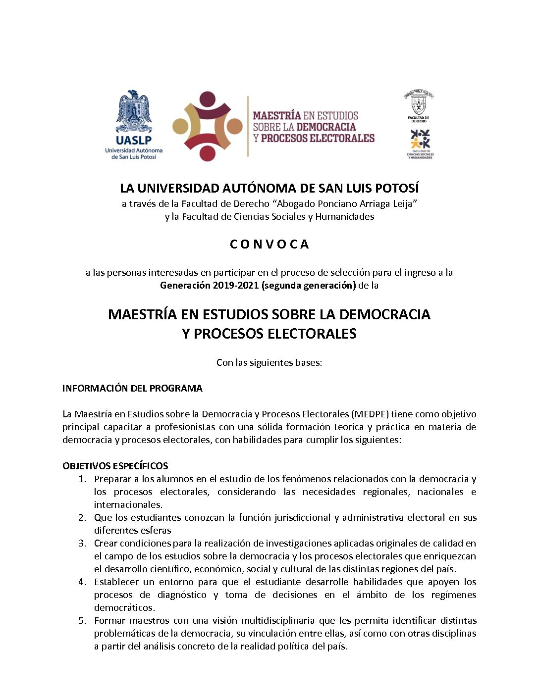 MAESTRÍA EN ESTUDIOS SOBRE LA DEMOCRACIA Y PROCESOS ELECTORALES