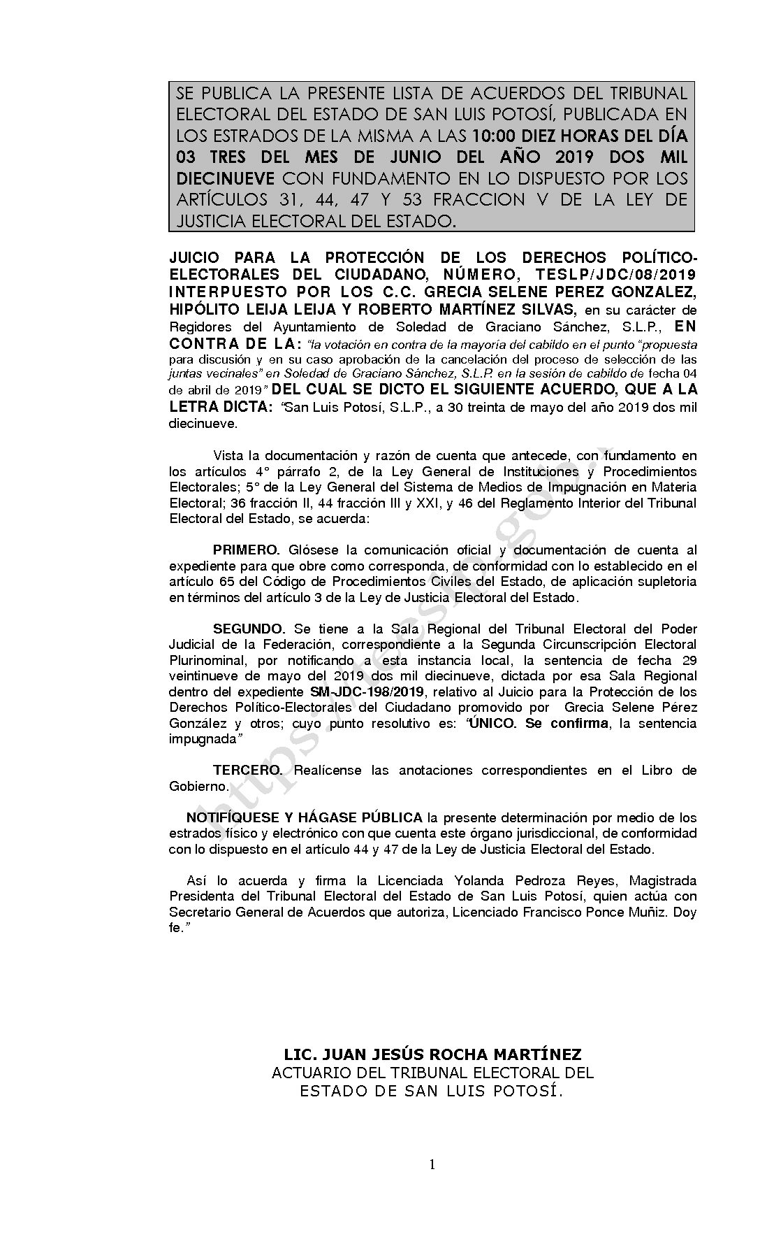 LISTA TESLP-JDC-08-2019 03-JUNIO-2019 10-00 horas