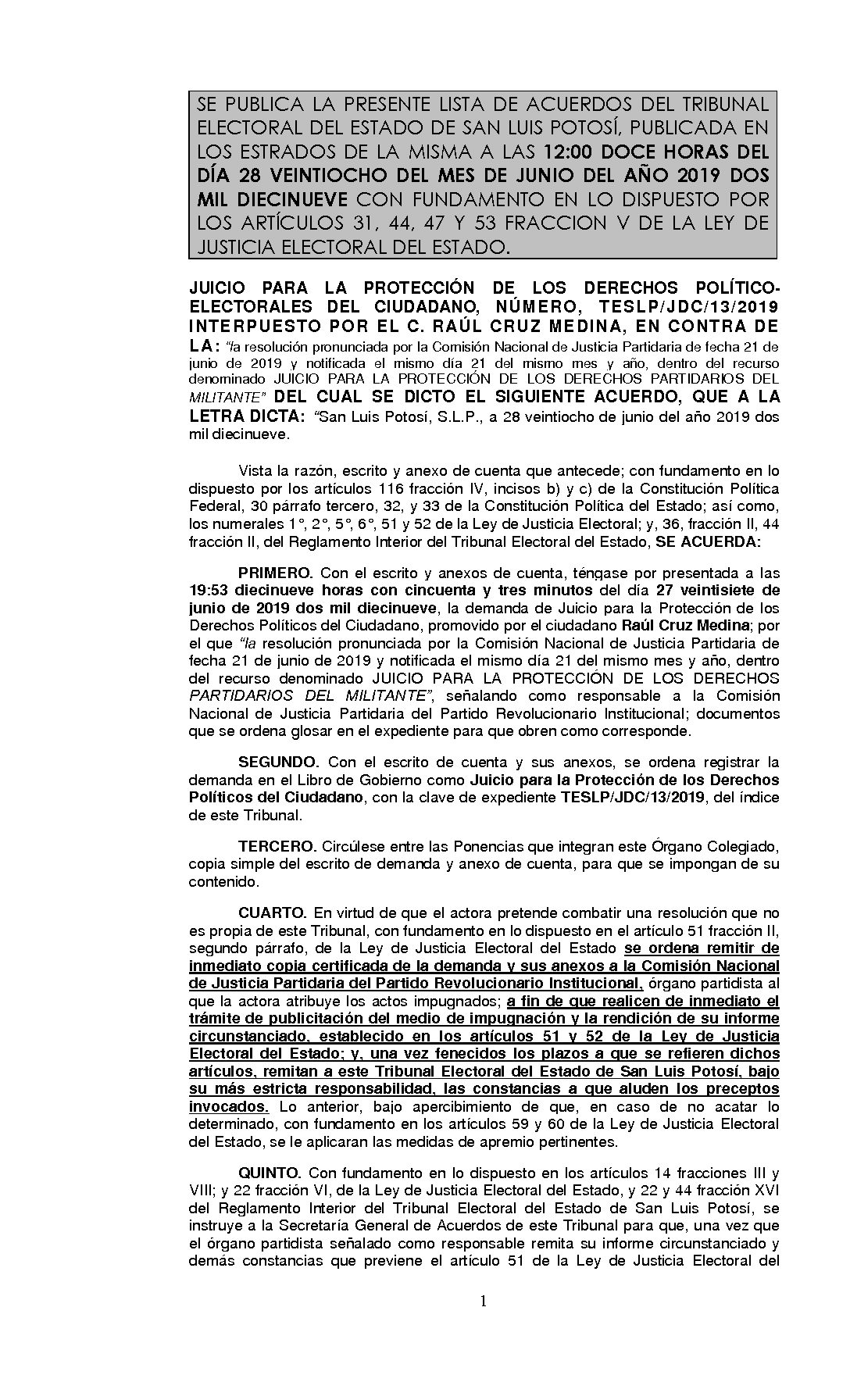 LISTA TESLP-JDC-13-2019 28-JUNIO-2019 12-00 horas