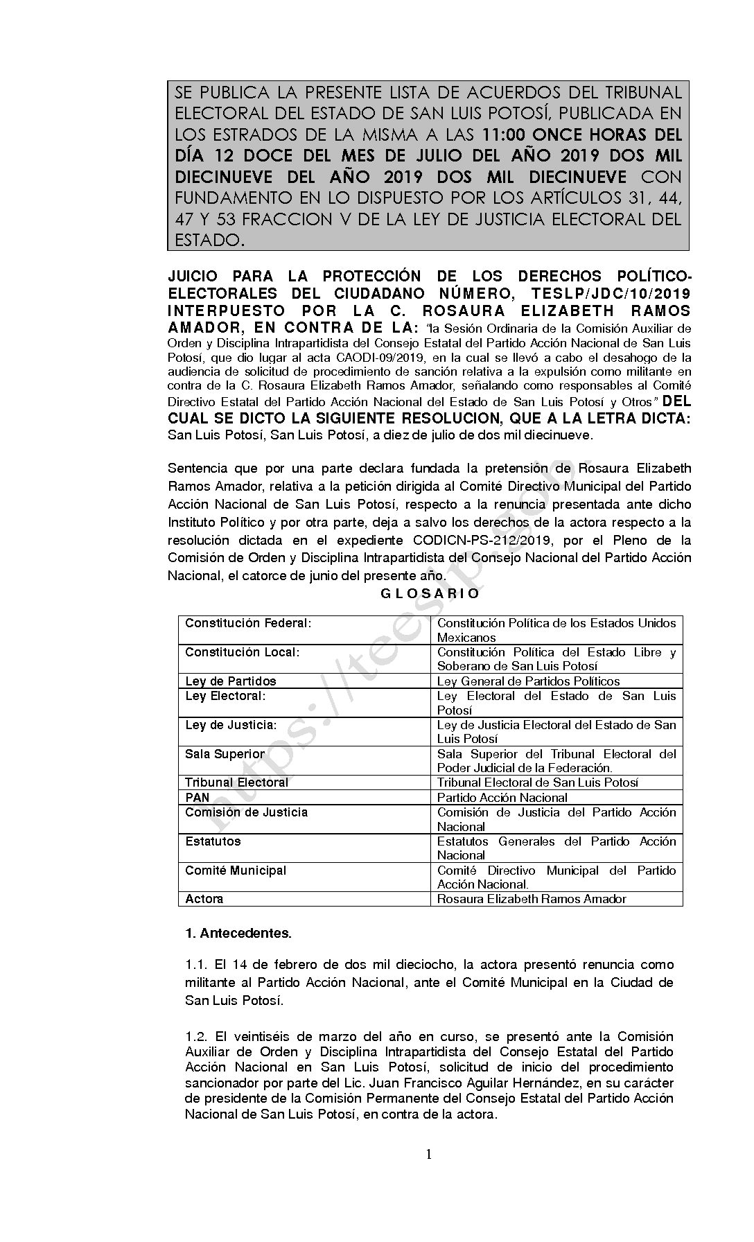 LISTA SENTENCIA TESLP-JDC-10-2019 12-JULIO-2019 11-00 horas