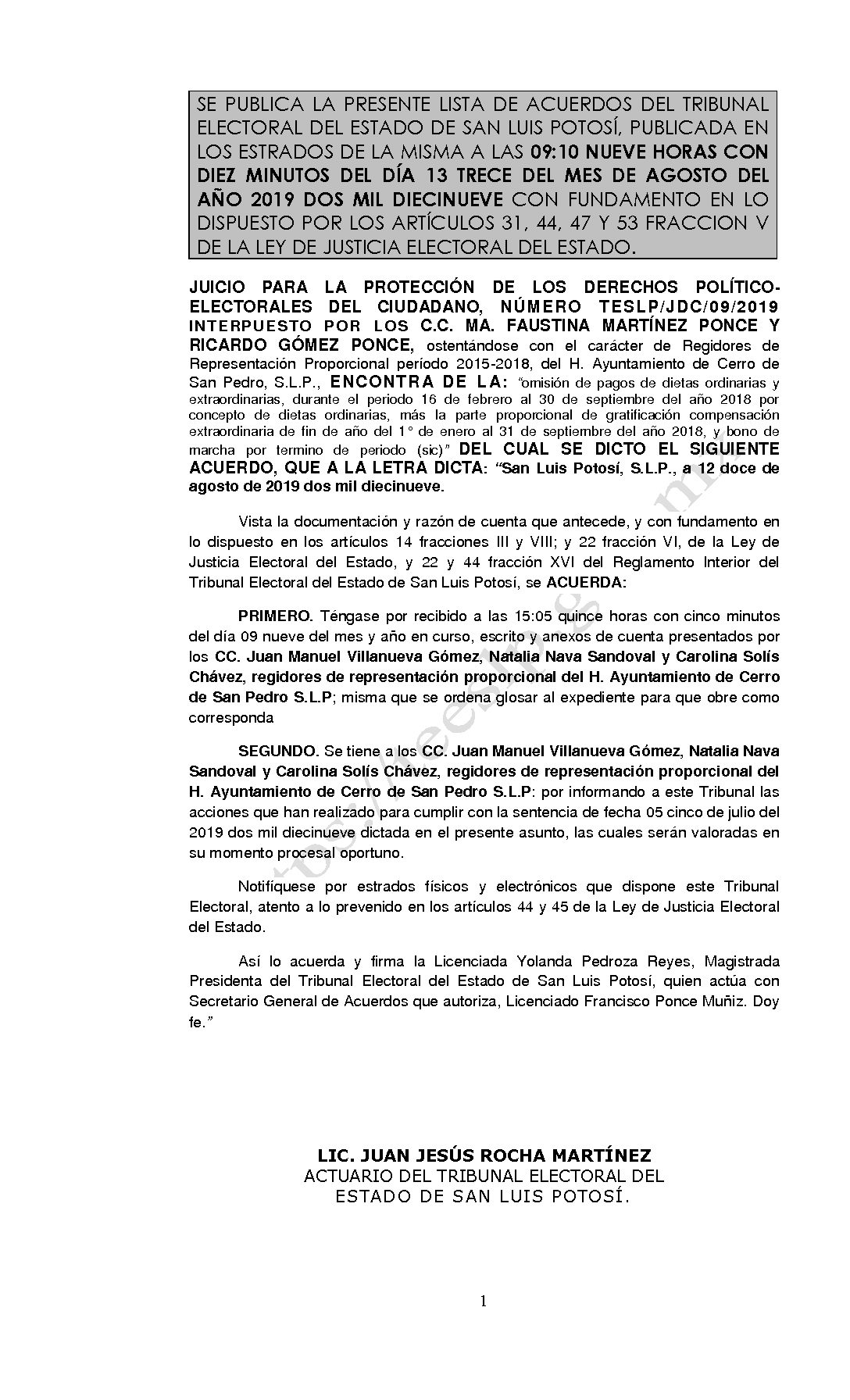 LISTA TESLP-JDC-09-2019 13-AGOSTO-2019 9-10 horas