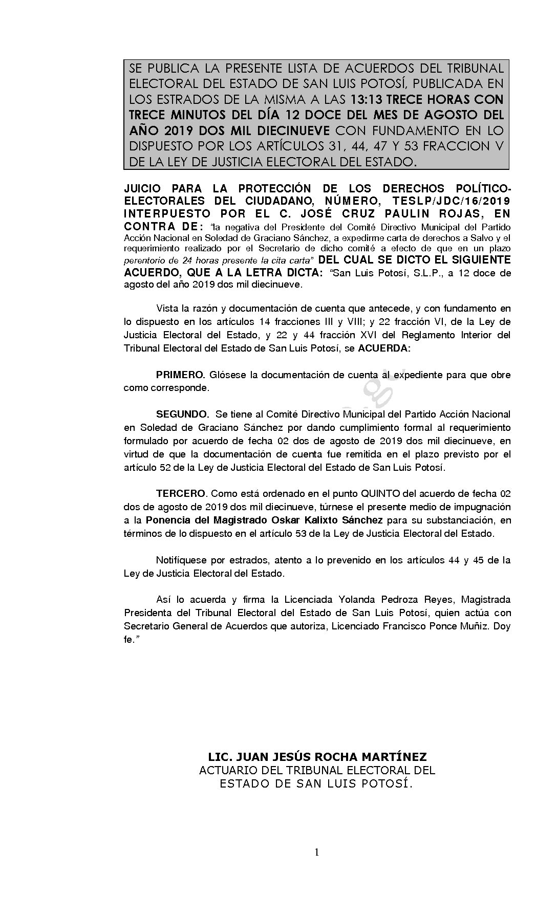 LISTA TESLP-JDC-16-2019 12-AGOSTO-2019 13-13 horas