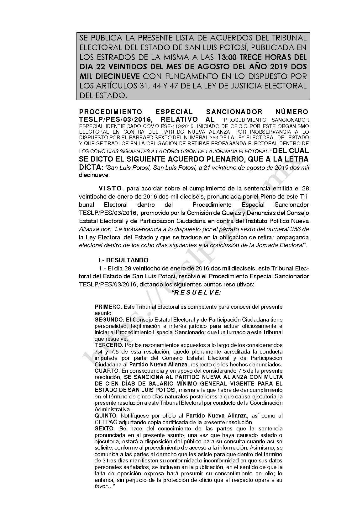 LISTA TESLP-PES-03-2016 22-AGOSTO-2019 13-00 horas