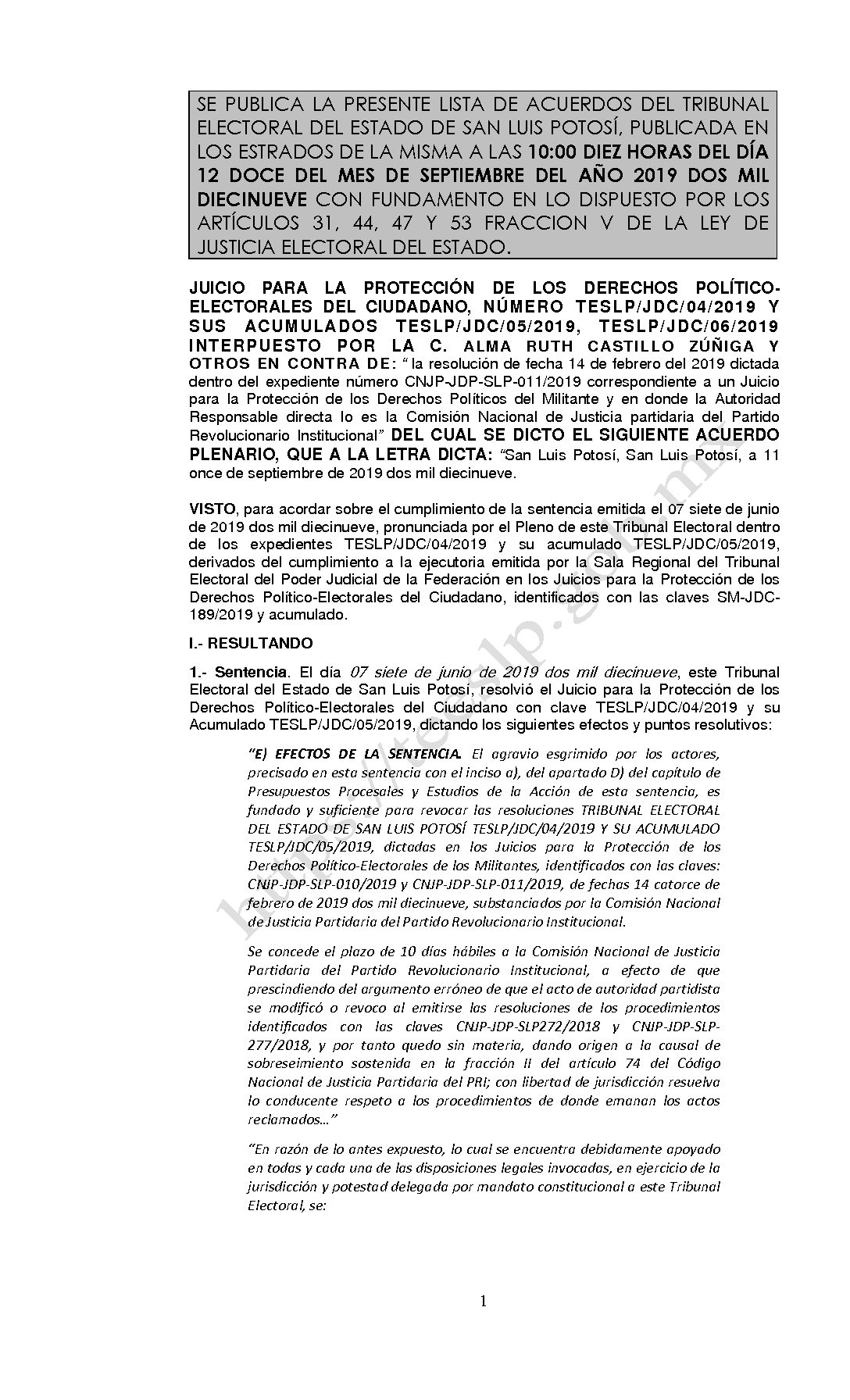 LISTA TESLP-JDC-04 Y ACUMULADOS -2019 12-SEP-2019 10-00 horas