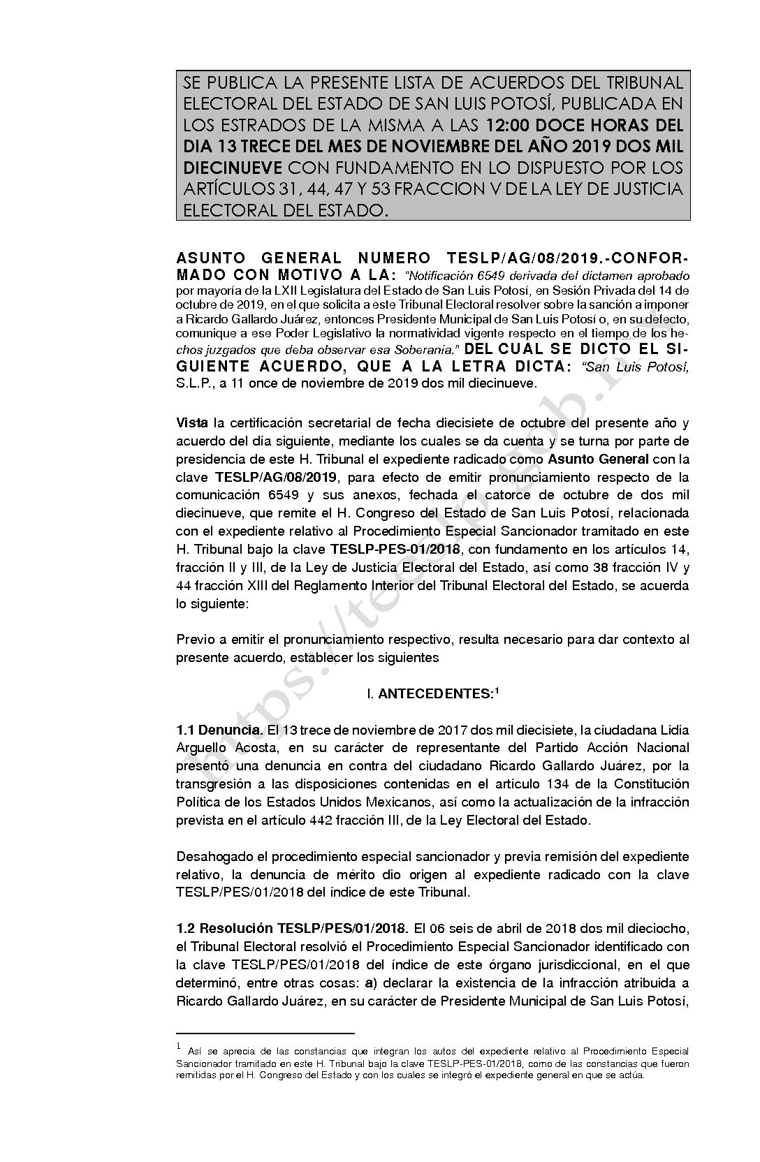LISTA ASUNTO GENERAL AG-08-2019 13-NOV-2019 12-00 HORAS