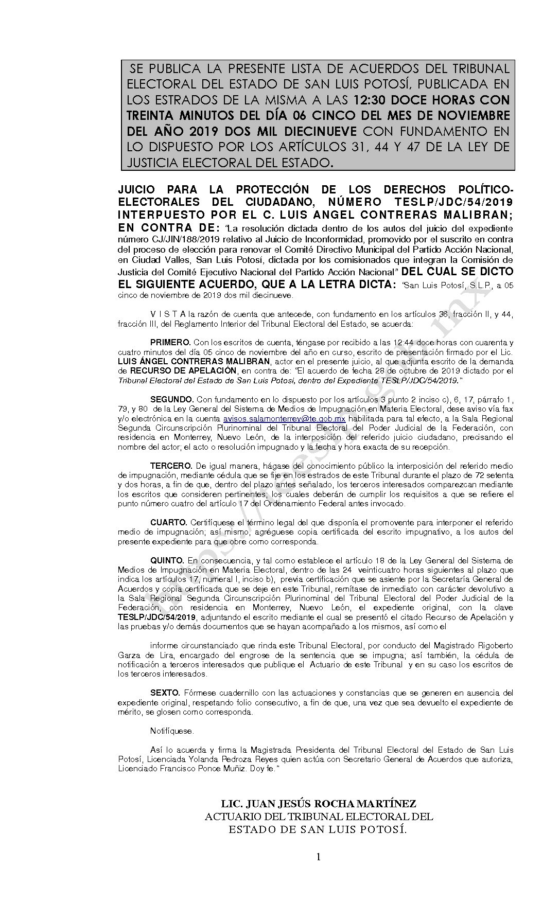 LISTA TESLP-JDC-54-2019 06-NOV-2019 12-30 horas