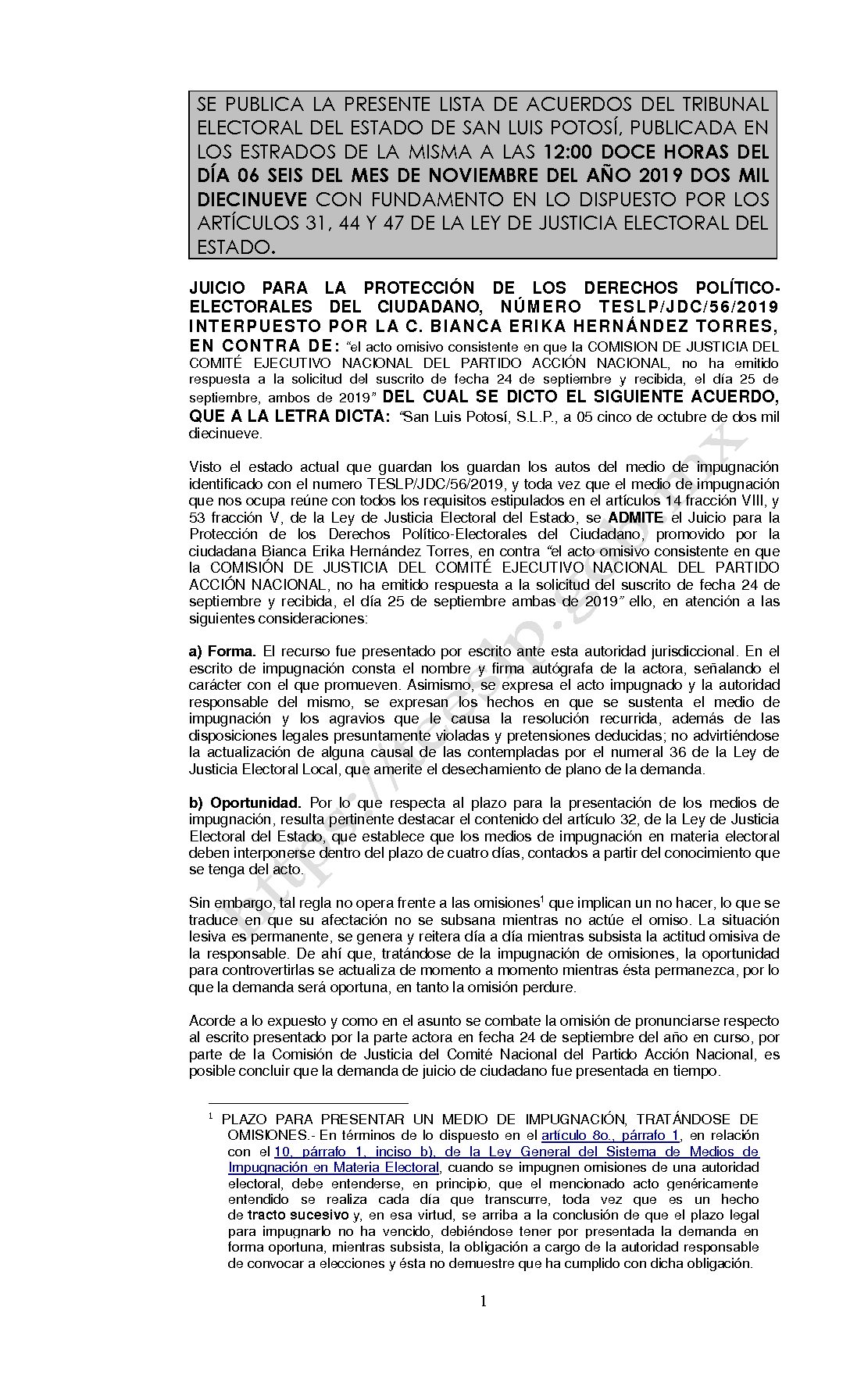 LISTA TESLP-JDC-56-2019 06-NOV-2019 12-00 horas
