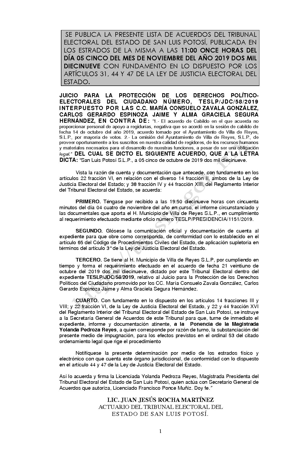 LISTA TESLP-JDC-58-2019 05-NOV-2019 11-00 HORAS