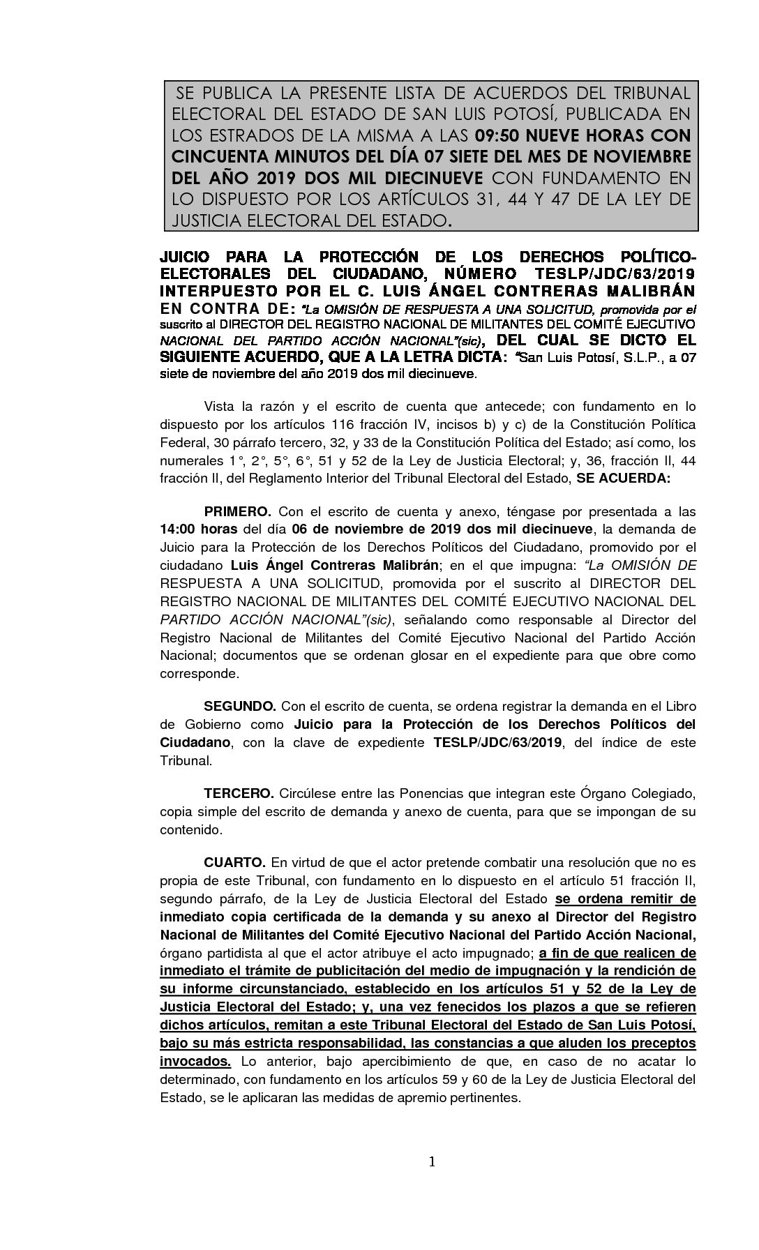 LISTA TESLP-JDC-63-2019 07-NOV-2019 9-50 HORAS
