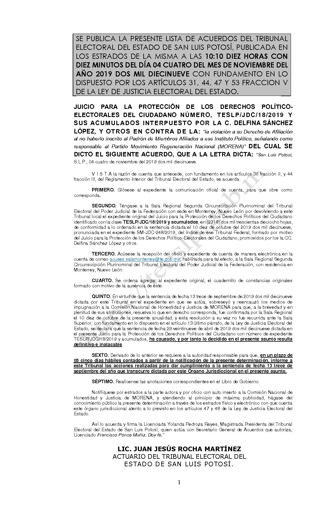 LISTAS JDC-18-2019 04-NOV-2019 10-10 horas