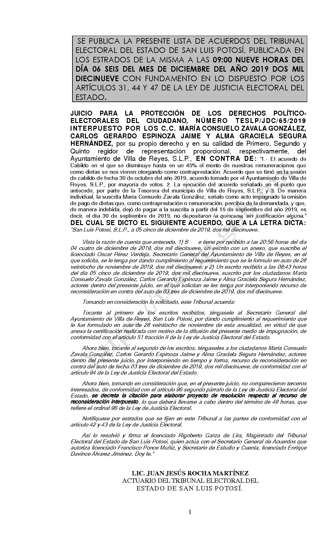 LISTA TESLP-JDC-65-2019 06-DIC-2019 9-00 horas