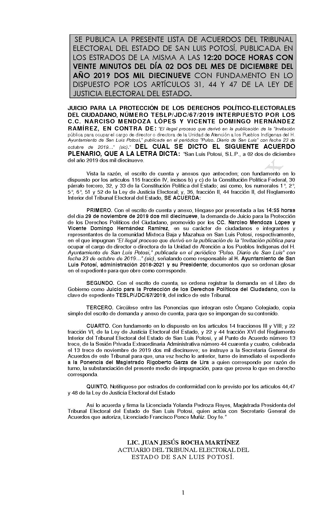 LISTA TESLP-JDC-67-2019 03-12-2019 12-20 HORAS