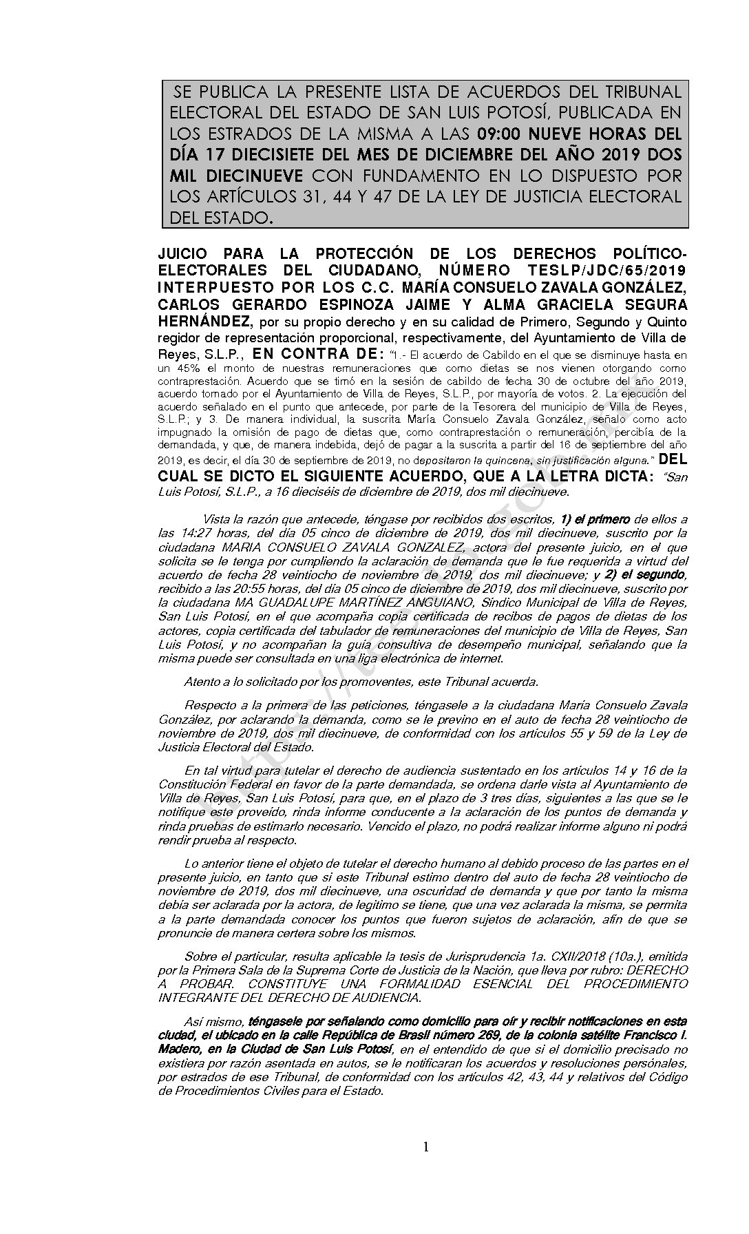 LISTA TESLP-JDC-65-2019 17-DIC-2019 9-00 horas
