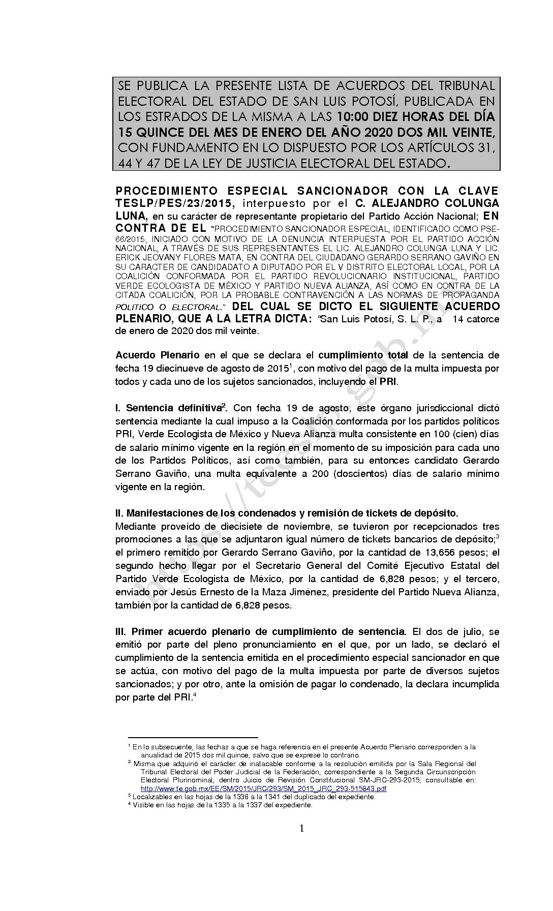 LISTAL PES-23-2015 15-ENERO-2020 10-00 horas