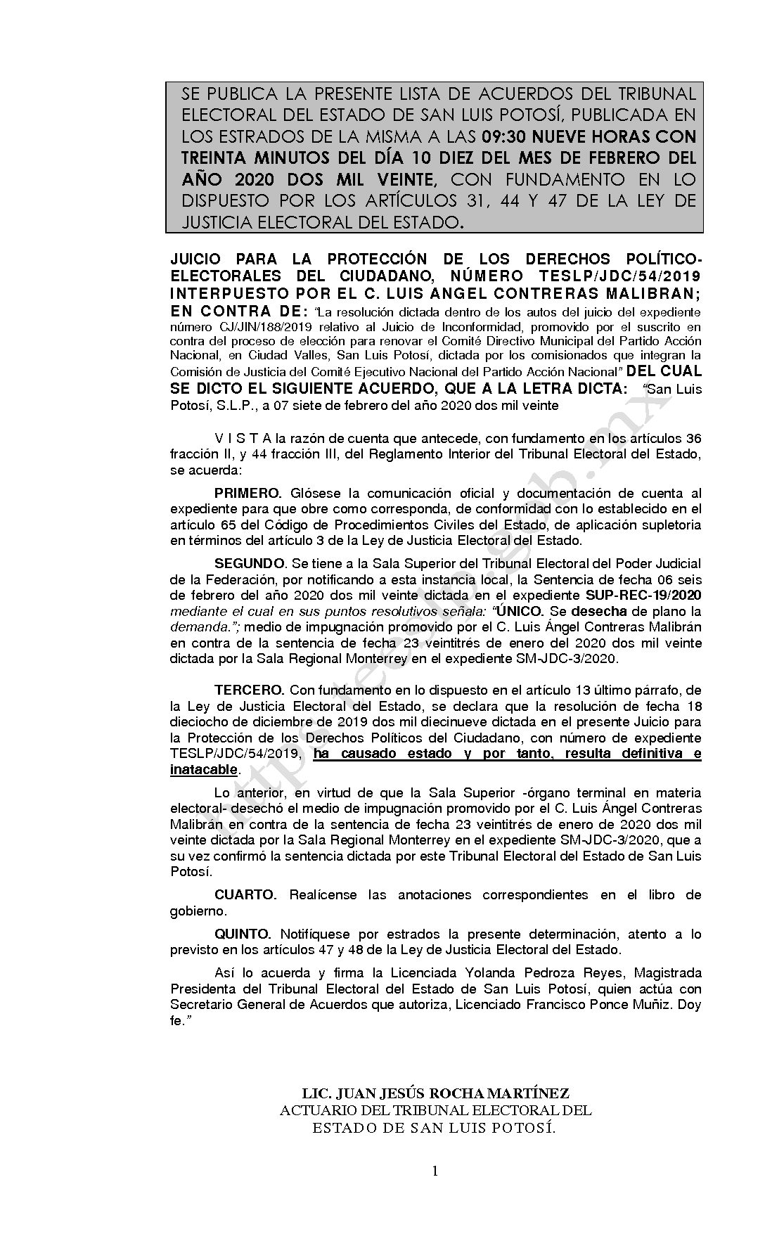 LISTA TESLP-JDC-54-2019 10-FEBRERO-2020 9-30 horas