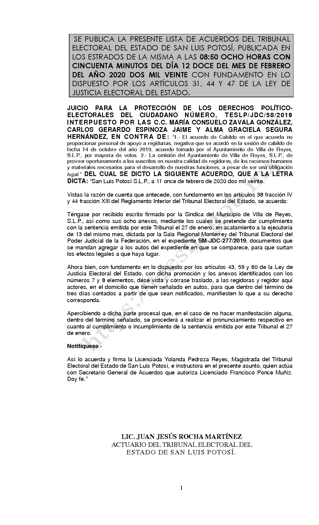 LISTA TESLP-JDC-58-2019 12-FEBRERO-2020 08-50 HORAS