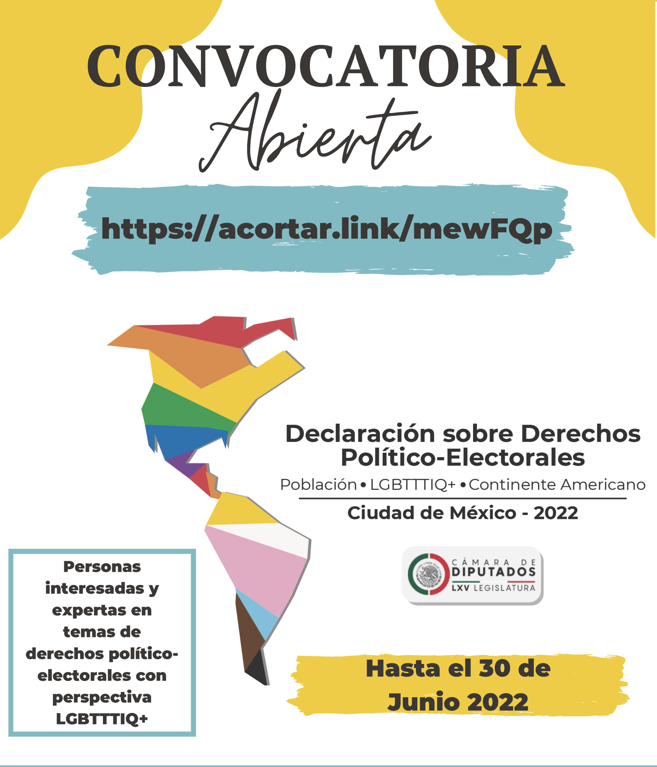 La Junta Directiva para la “Declaración sobre derechos político- electorales de la población LGBTTTIQ+ en el continente americano” emite la siguiente: CONVOCATORIA
